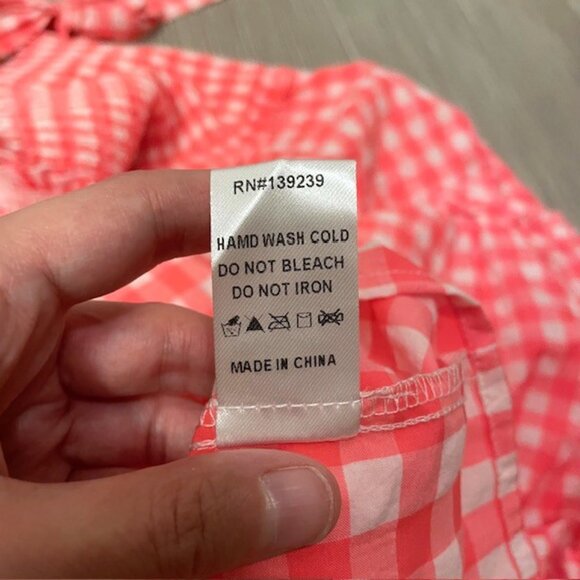 Pomander Place Tuckernuck Tiered Nellie Dress Electric Pink Gingham Plaid Large - Picture 14 of 16